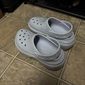 purple platform crocs